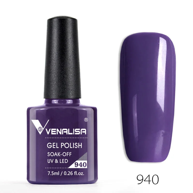 Venalisa 7.5ml Smalto per unghie Gel 60 Colori Glitter Smalto per unghie per Nail Art Manicure Top Coat Soak Off Smalto Gel UV Vernice