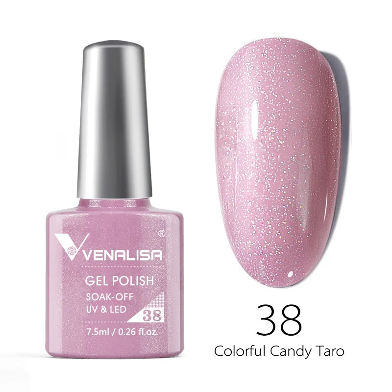Venalisa 7.5ml Smalto per unghie Gel 60 Colori Glitter Smalto per unghie per Nail Art Manicure Top Coat Soak Off Smalto Gel UV Vernice