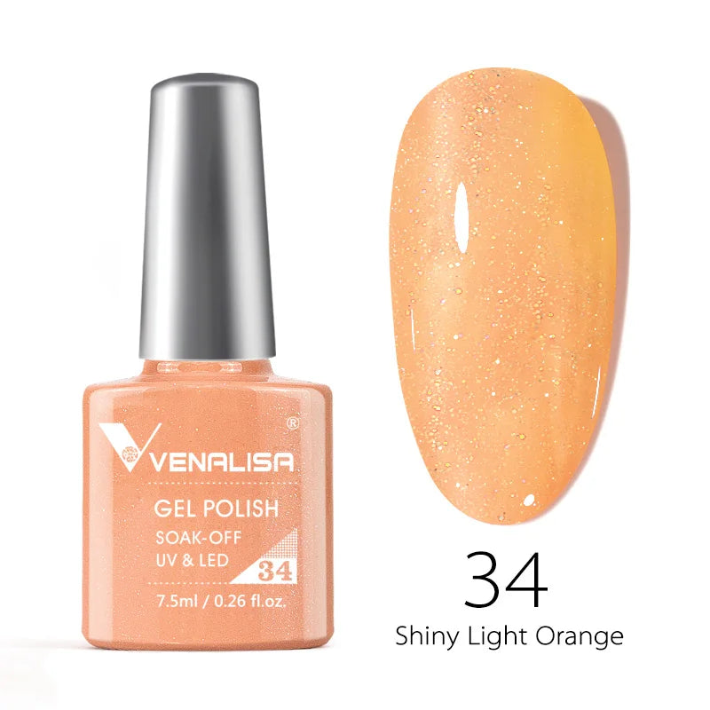 Venalisa 7.5ml Smalto per unghie Gel 60 Colori Glitter Smalto per unghie per Nail Art Manicure Top Coat Soak Off Smalto Gel UV Vernice