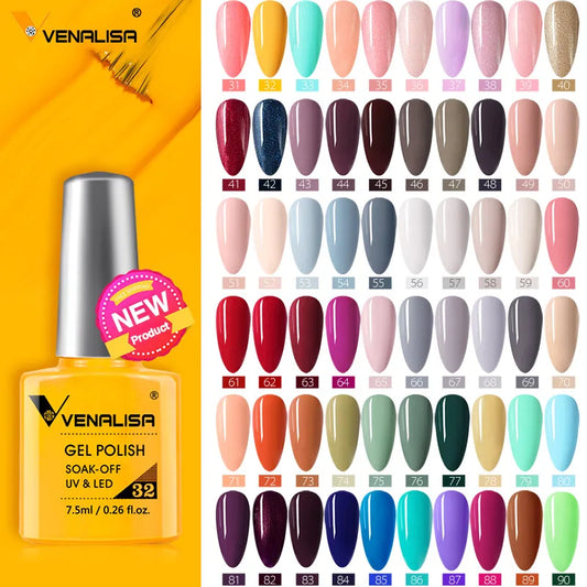VENALISA Smalto gel per unghie Semi permanente Gellack Nail Art Salon 120 Glitter colorati 7,5 ml Soak off Vernice gel per unghie UV LED organico