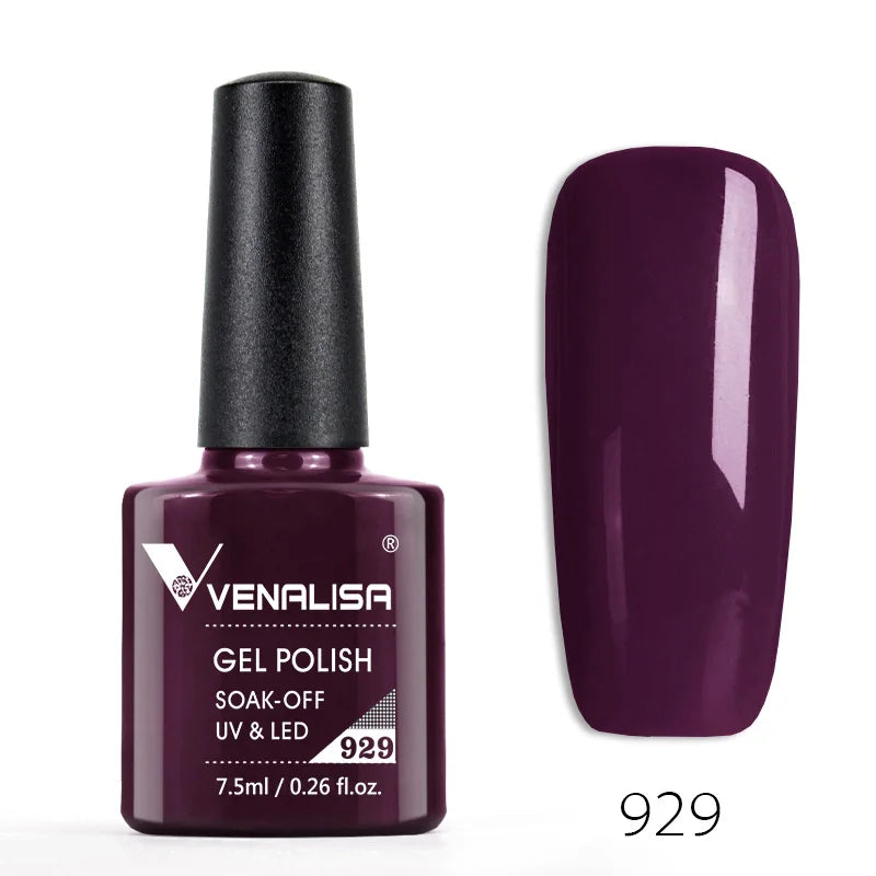 Venalisa 7.5ml Smalto per unghie Gel 60 Colori Glitter Smalto per unghie per Nail Art Manicure Top Coat Soak Off Smalto Gel UV Vernice