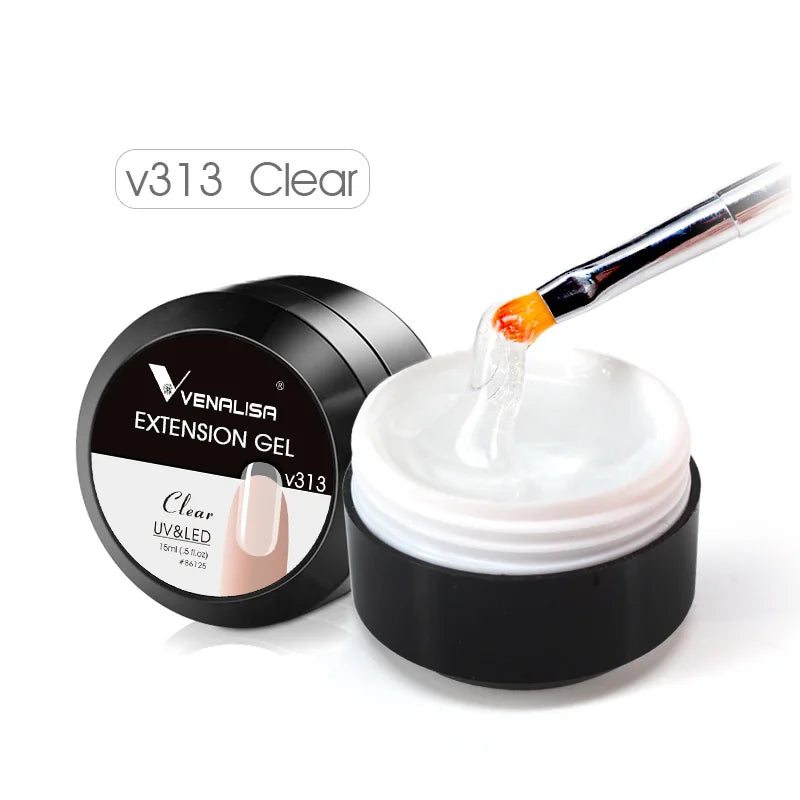 15ml Venalisa Jelly Extension Nail UV Gel da costruzione French Glitter Poly Gel per unghie Trasparente Fibra di colore mimetico naturale Vernice