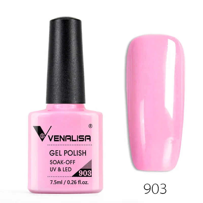 Venalisa 7.5ml Smalto per unghie Gel 60 Colori Glitter Smalto per unghie per Nail Art Manicure Top Coat Soak Off Smalto Gel UV Vernice