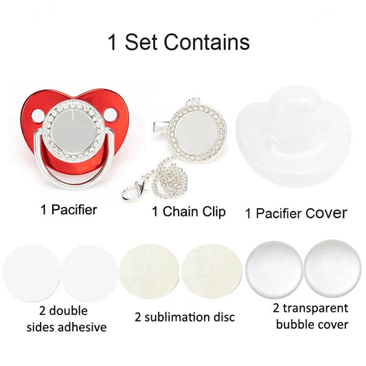 Ciuccio Vuoto Personalizzabile con Clip e Catena – Silicone BPA Free, Regalo Neonato