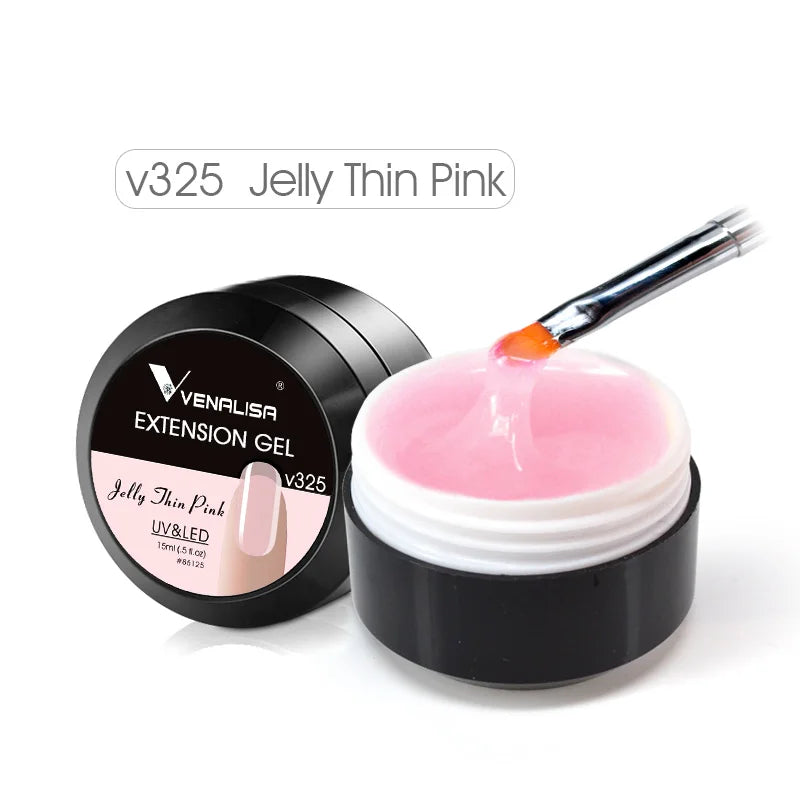 15ml Venalisa Jelly Extension Nail UV Gel da costruzione French Glitter Poly Gel per unghie Trasparente Fibra di colore mimetico naturale Vernice