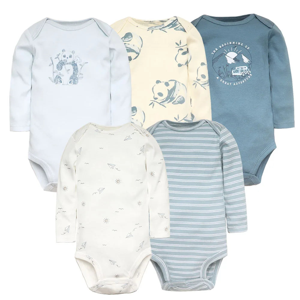 Tute per neonato 5 pezzi Set di vestiti per neonato Abbigliamento per bambina per bambino 100% cotone morbido per neonato Nuove tute per neonato in cartone animato