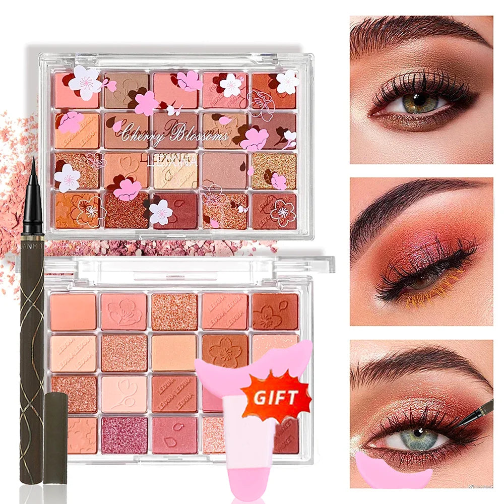 Palette Ombretti Cherry 20 Colori – Glitter, Opachi e Shimmer, Impermeabile
