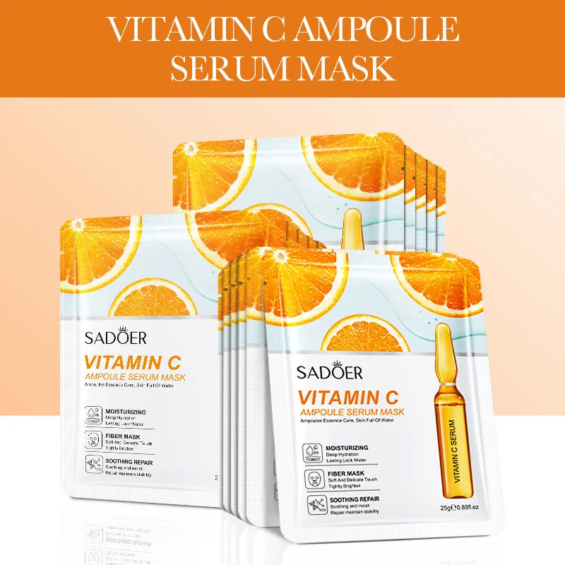 Set 15 Maschere Viso SADOER – Oro 24K, Vitamina C & Acido Ialuronico