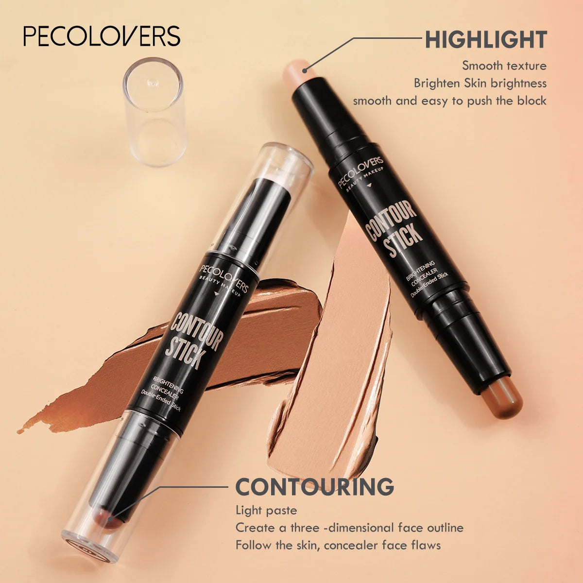 Contour Stick a Doppia Testa – Bronzer & Illuminante per Contouring Naso e Viso