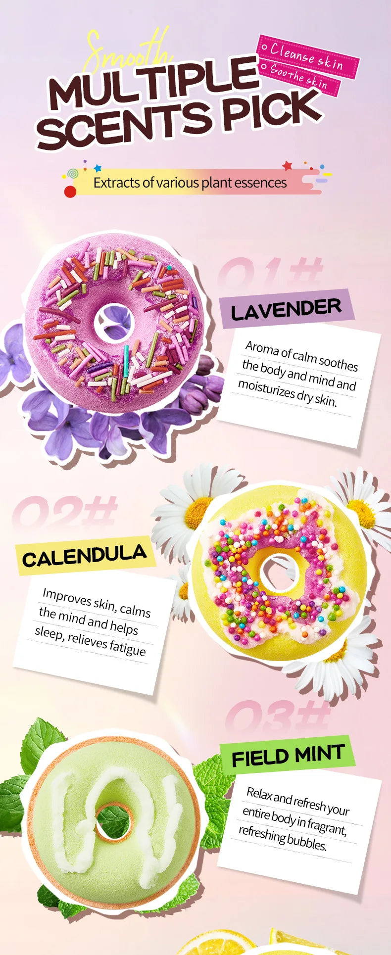 Set 4 Bombe da Bagno a Ciambella – Sale Marino & Burro di Karitè | Fatto a Mano
