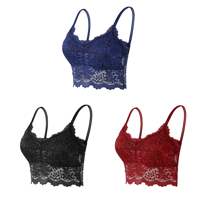 Set 3 Reggiseni in Pizzo Senza Fili – Bralette Push-Up Imbottito | 15 Stili | Donna
