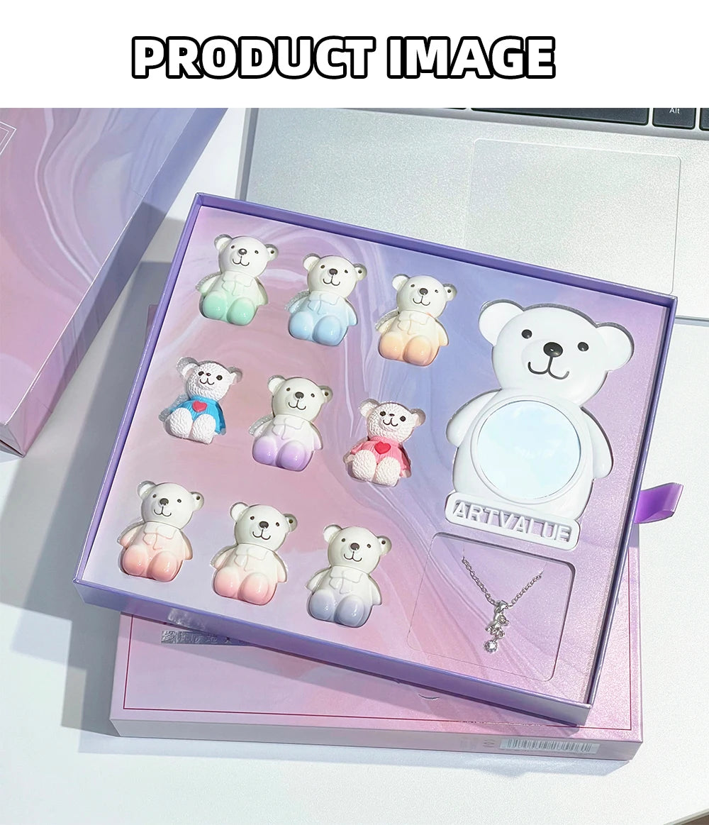 Set Trucco Orso Bear Family – 6 Rossetti Opachi + Specchio + Collana | Regalo