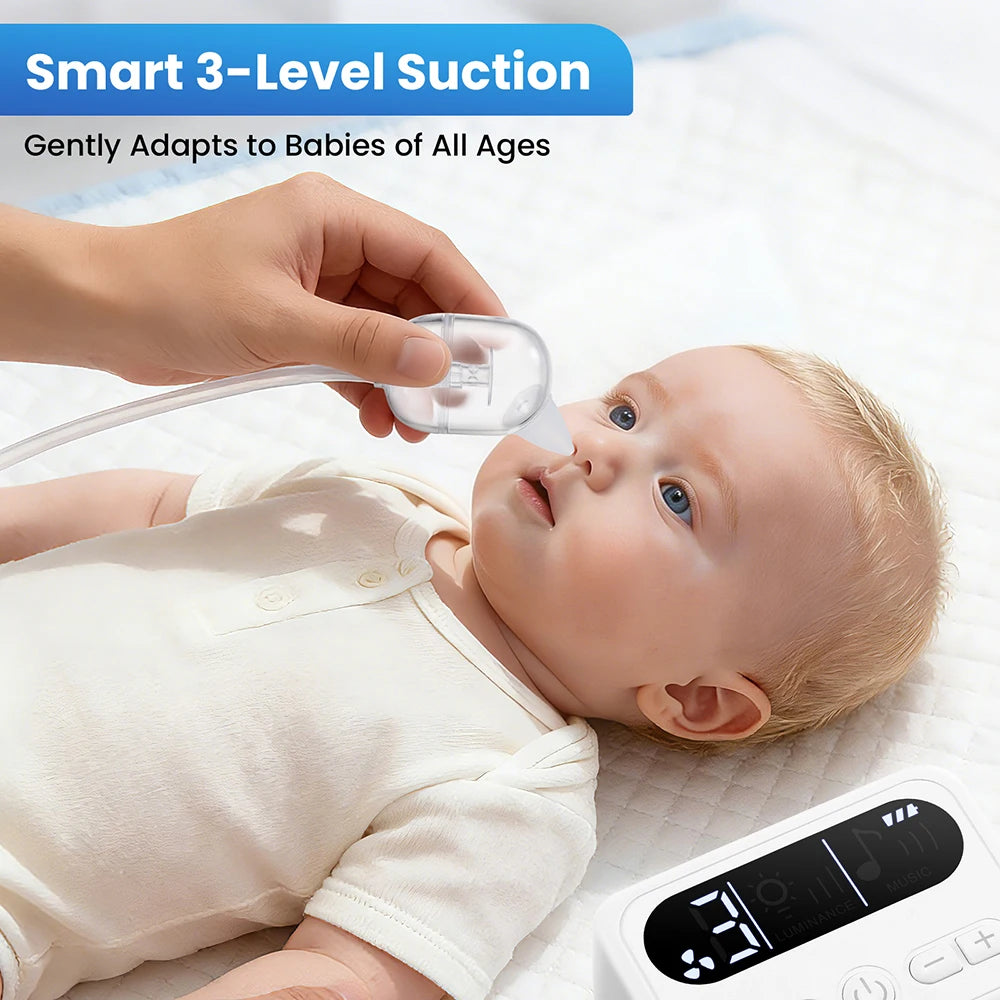 Aspiratore Nasale Elettrico per Neonati Ricaricabile con Musica Integrata, Comodo Dispositivo per la Pulizia del Naso dei Bambini