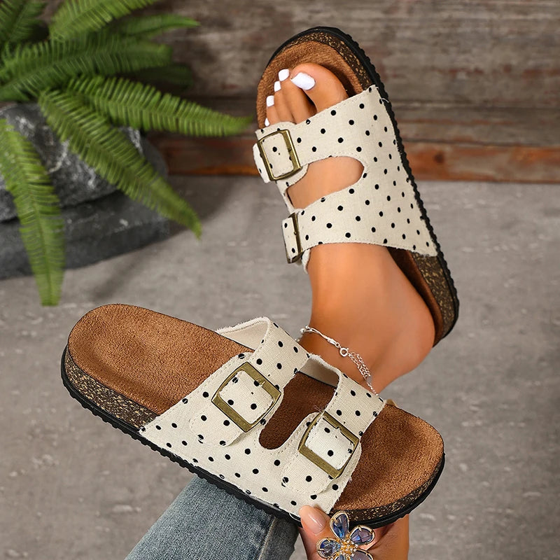 Sandali Birkenstock Vintage a Pois da Donna 2026, Moda con Doppia Fibbia e Suola Spessa, Zoccoli Donna Taglie Forti 43, Sandali Estivi