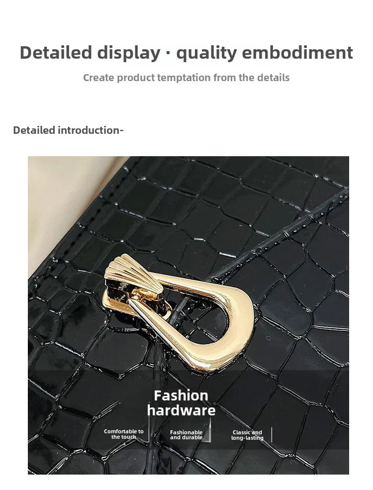 Borse a tracolla modello coccodrillo per donna Catene di moda Borsa quadrata Borsa a tracolla in pelle PU femminile Pochette per telefono quotidiana