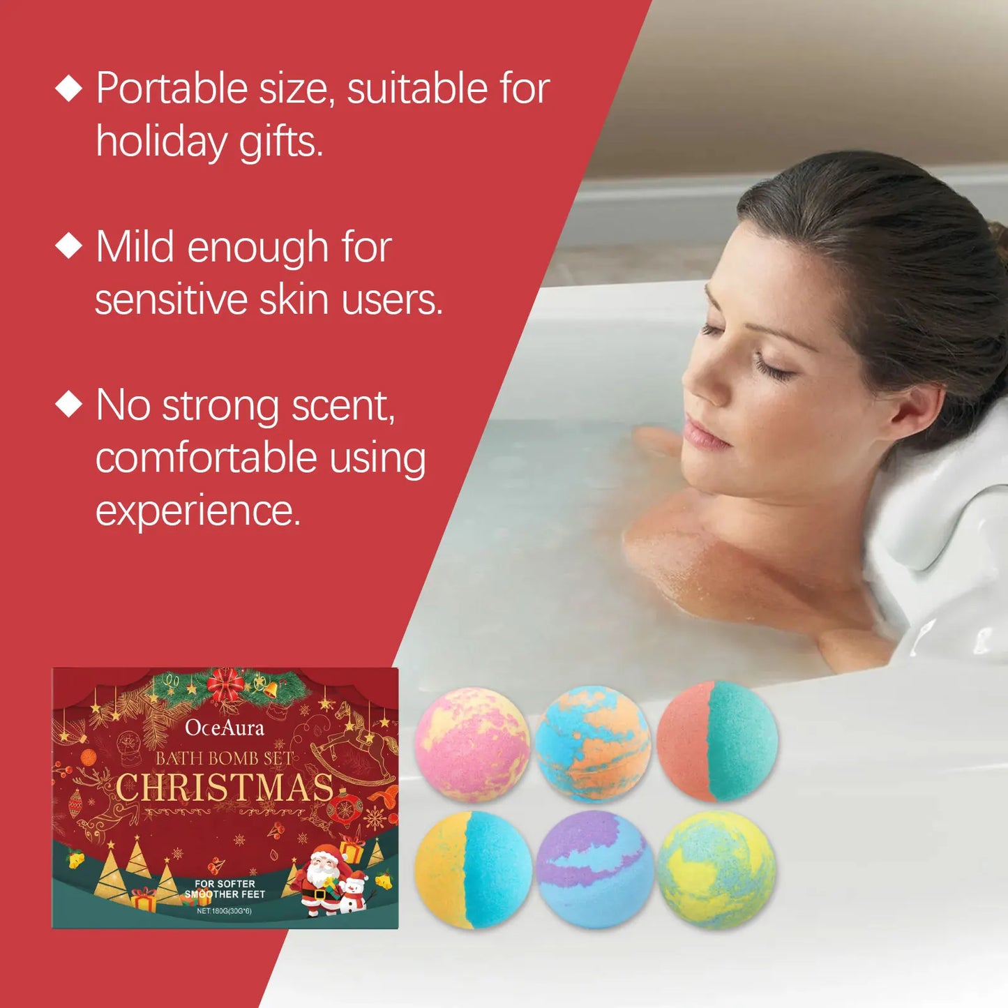 Bombe da Bagno OceAura – Aromaterapia, Idratanti e Rilassanti | 180g, 2x180g, 3x180g