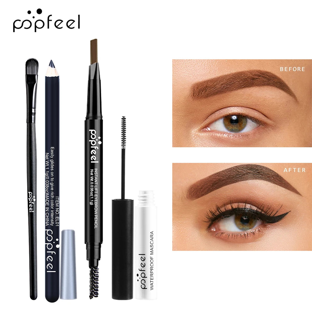 POPFEEL Set per trucco occhi, tavolozza di ombretti, eyeliner, mascara, matita per sopracciglia, scatola per set di strumenti per il trucco, regali per le donne