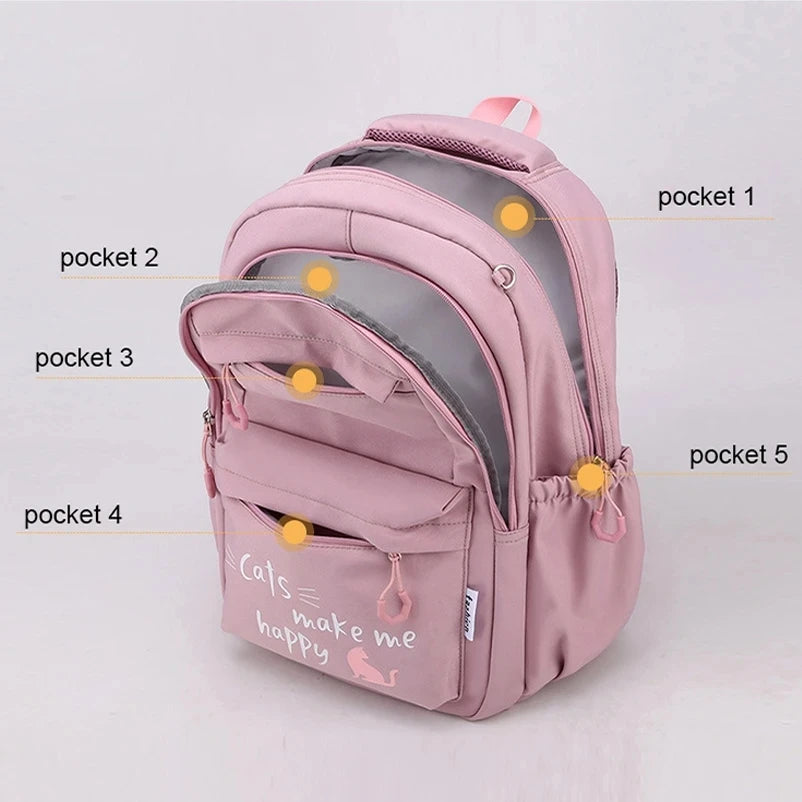 Zaino Scolastico per Ragazze e Adolescenti in Nylon – 3 Stili, Multi Colori | AyeBeau