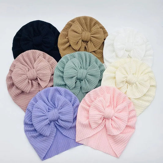 Cappellino Turbante Neonato con Fiocco — Doppio Strato, 0-12 Mesi