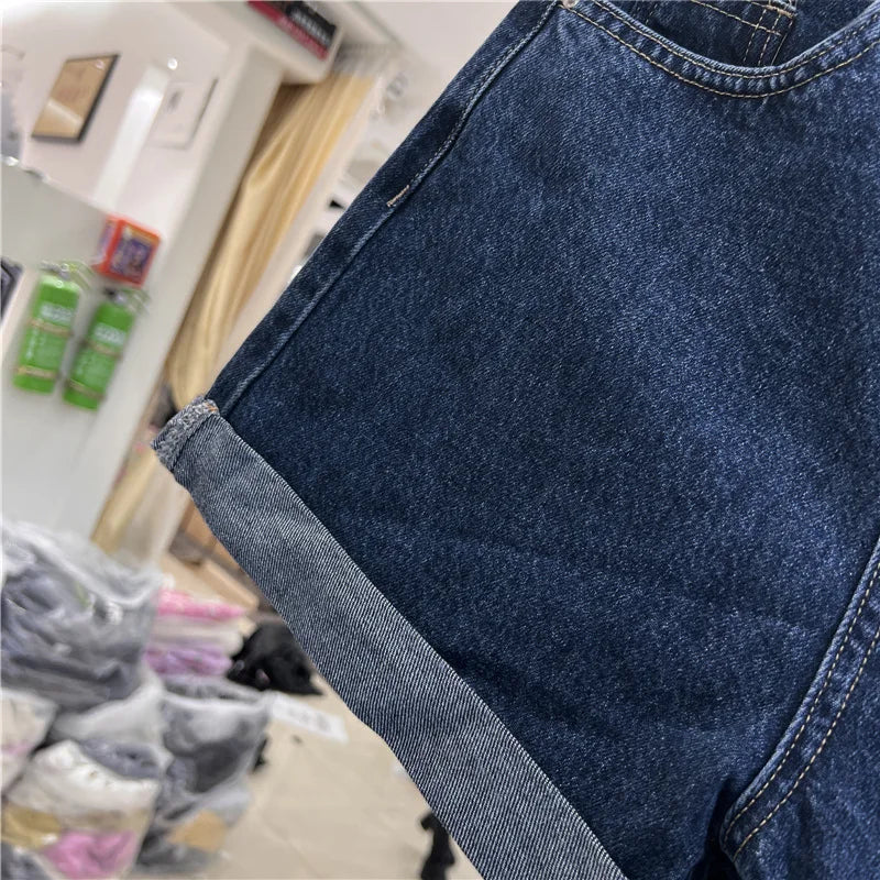 Shorts Denim Vita Alta – Orlo Arrotolato Stile Vintage | 5 Colori | Donna