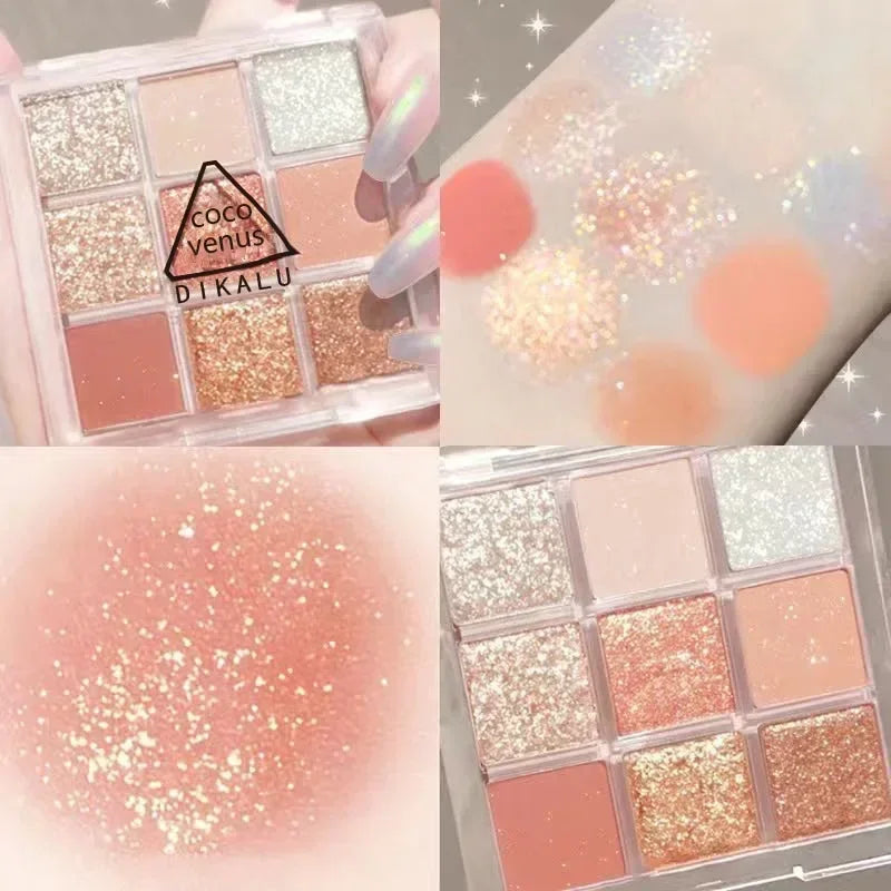 Tavolozza Ombretti 9 Colori — Matte, Glitter e Metallico