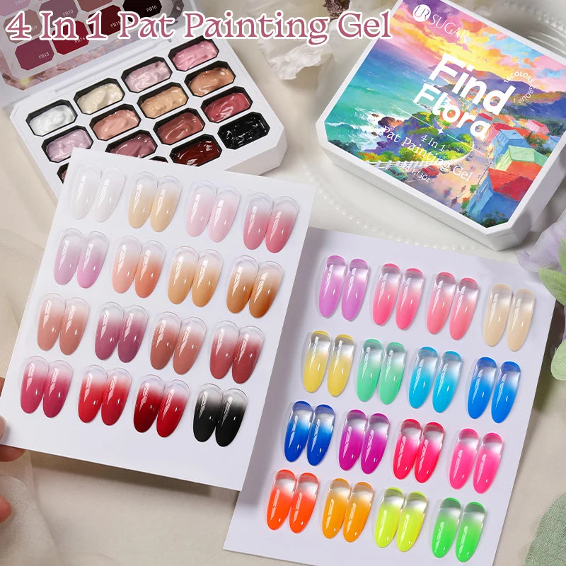 UR SUGAR Gel Nail Art 4 in 1 – 16 Colori per Sfumature, Stamping e Pittura UV/LED