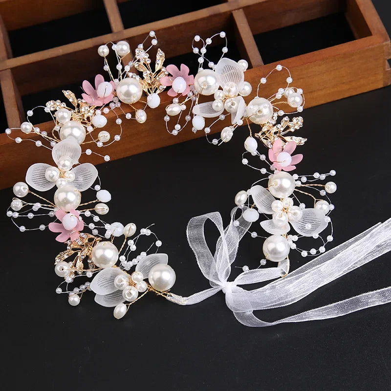 Fascia Floreale con Perle — Bambina e Sposa