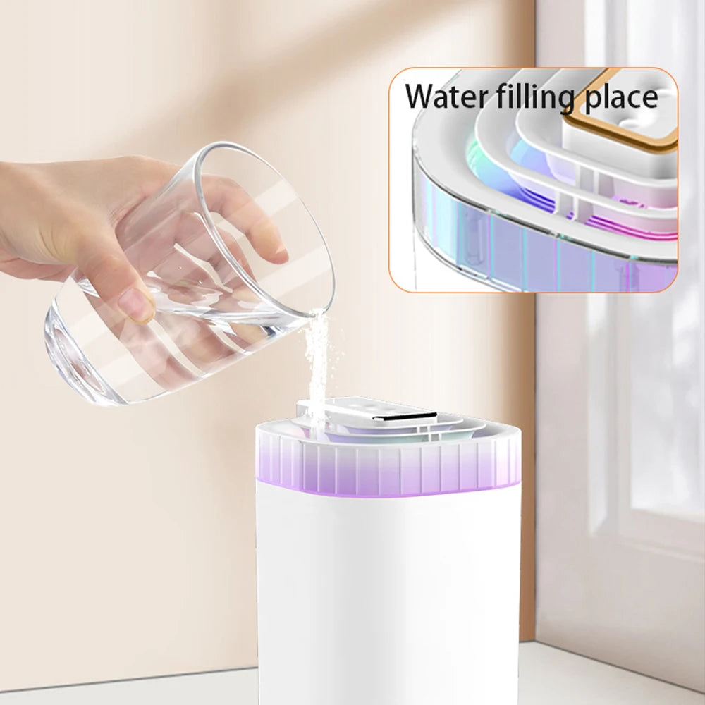 Umidificatore ad ultrasuoni da 3 litri Umidificatore a nebbia fredda con luce notturna e tre ugelli Umidificatore aromatico USB silenzioso per la casa