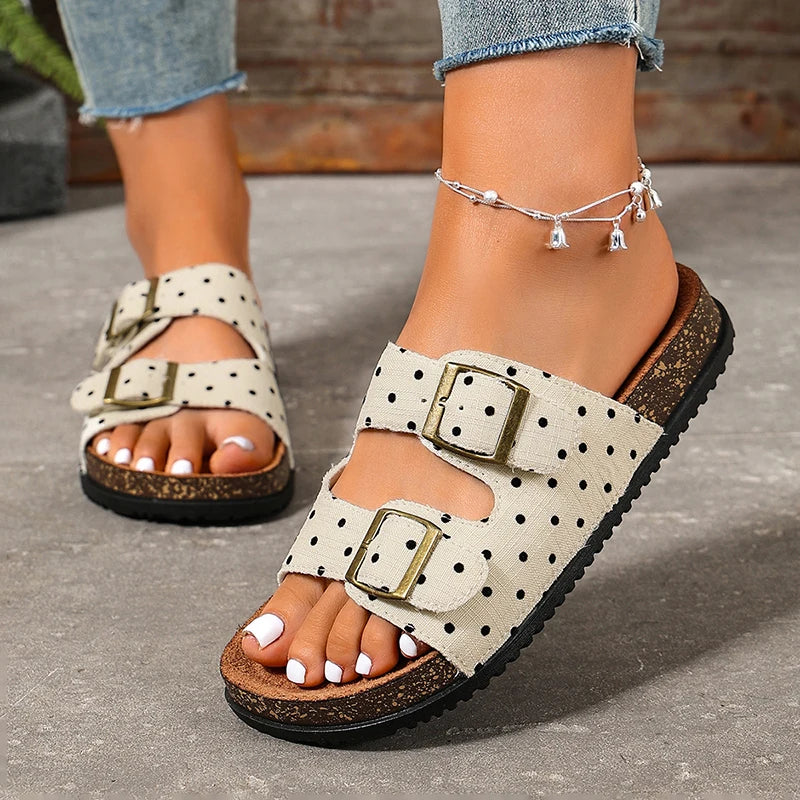 Sandali Birkenstock Vintage a Pois da Donna 2026, Moda con Doppia Fibbia e Suola Spessa, Zoccoli Donna Taglie Forti 43, Sandali Estivi
