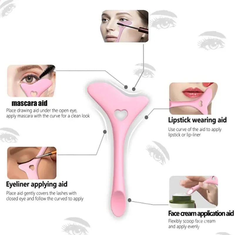 Stencil Trucco Multifunzionale in Silicone – Eyeliner, Sopracciglia, Rossetto & Ombretto