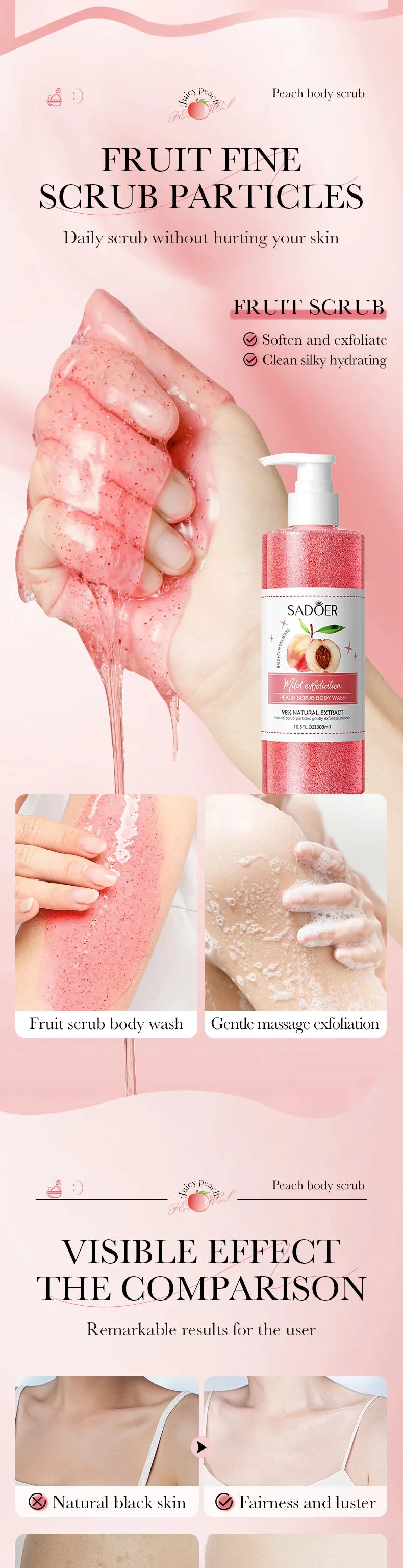 Gel Doccia Esfoliante 300ml – Scrub Naturale, Illuminante & Profumato | Donna