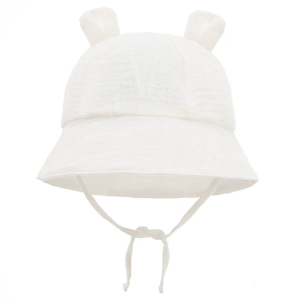 Cappellino da Sole Neonato in Mussola di Cotone – Panama Unisex 3-12 Mesi