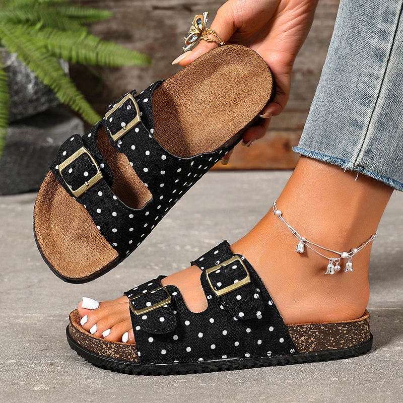 Sandali Birkenstock Vintage a Pois da Donna 2026, Moda con Doppia Fibbia e Suola Spessa, Zoccoli Donna Taglie Forti 43, Sandali Estivi