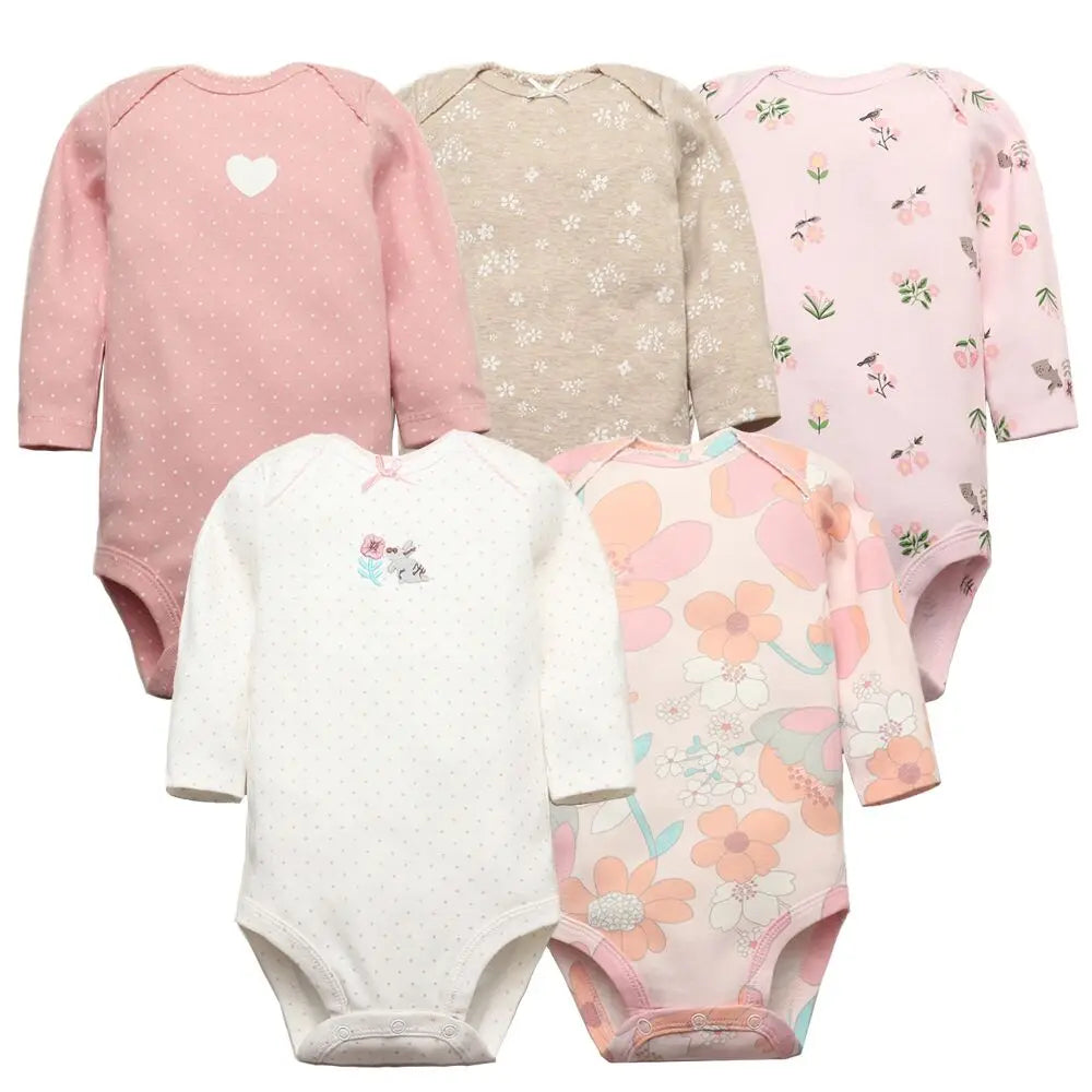 Tute per neonato 5 pezzi Set di vestiti per neonato Abbigliamento per bambina per bambino 100% cotone morbido per neonato Nuove tute per neonato in cartone animato