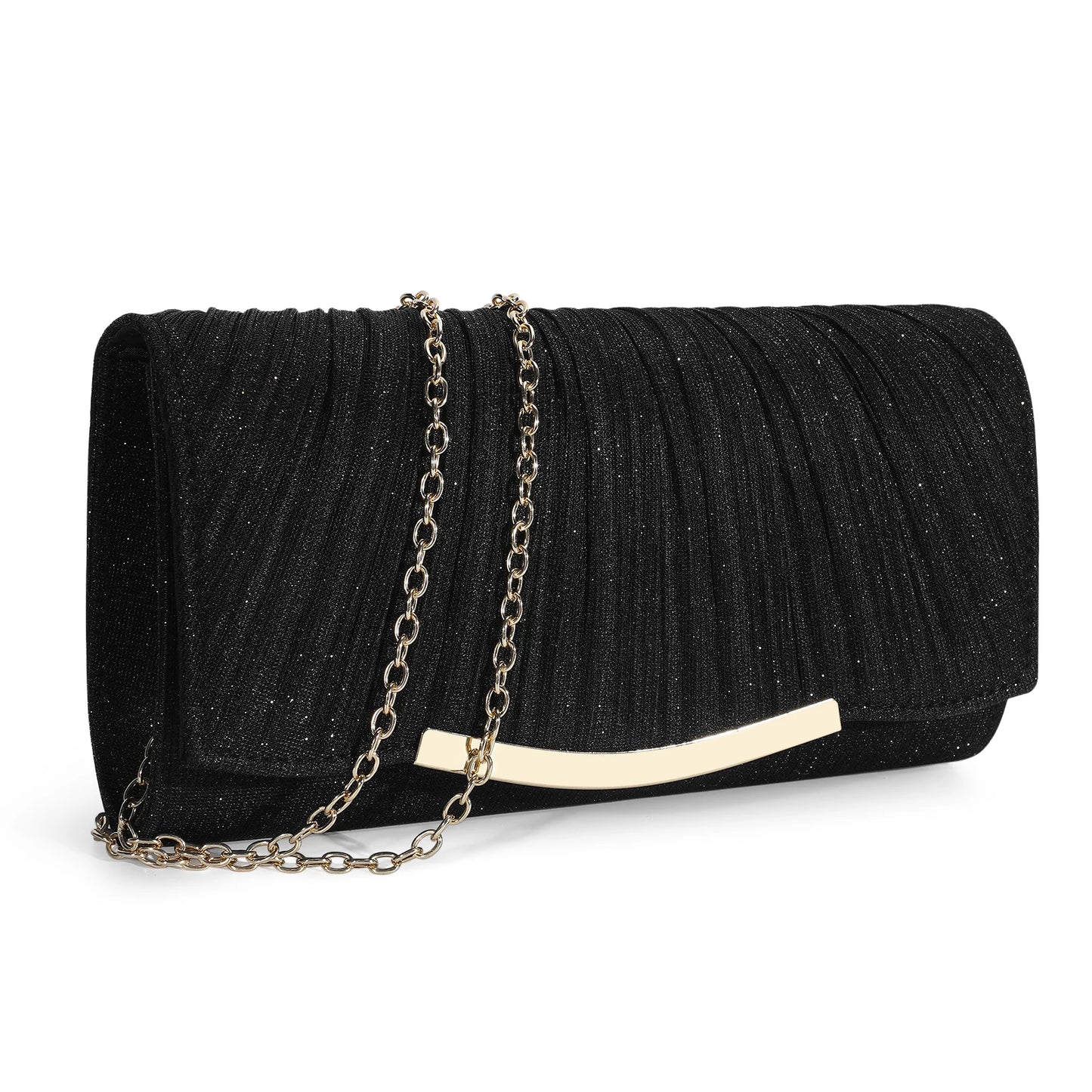 Pochette da Sera Elegante — Raso e Paillettes, Tracolla Staccabile