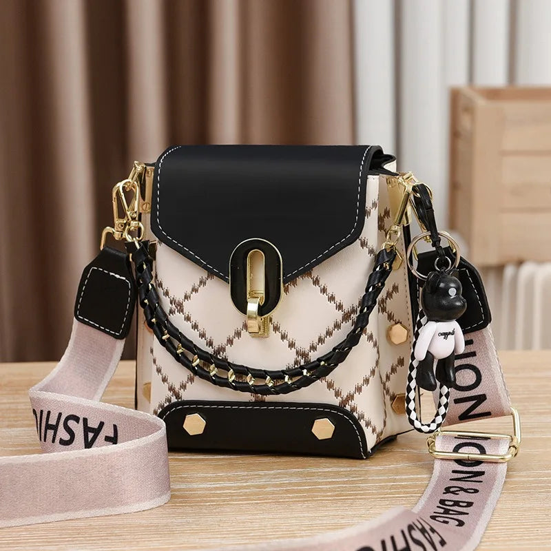 Versione coreana della piccola borsa quadrata semplice e alla moda, versatile borsa a tracolla alla moda, mini telefono cellulare alla moda