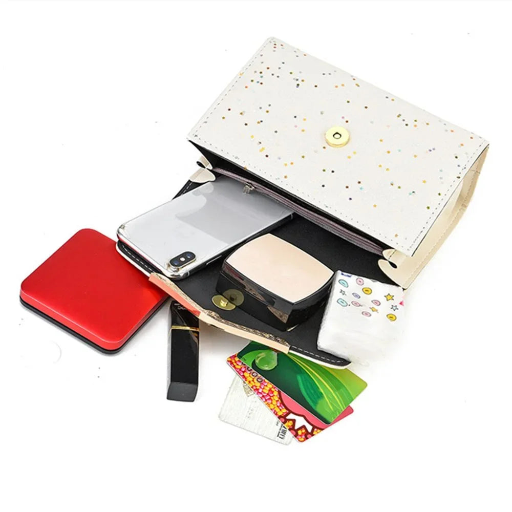 Borsa alla moda da donna Borse a tracolla singole con paillettes alla moda Custodia per cellulare Borsa da donna in pelle PU con pendente a nappa