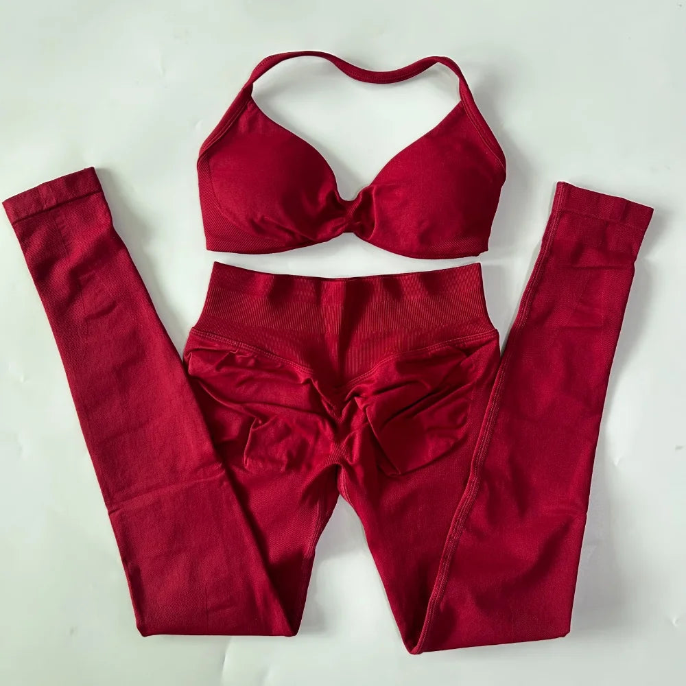 Set Yoga 2 Pezzi Senza Cuciture – Reggiseno Sportivo & Pantaloncini Fitness