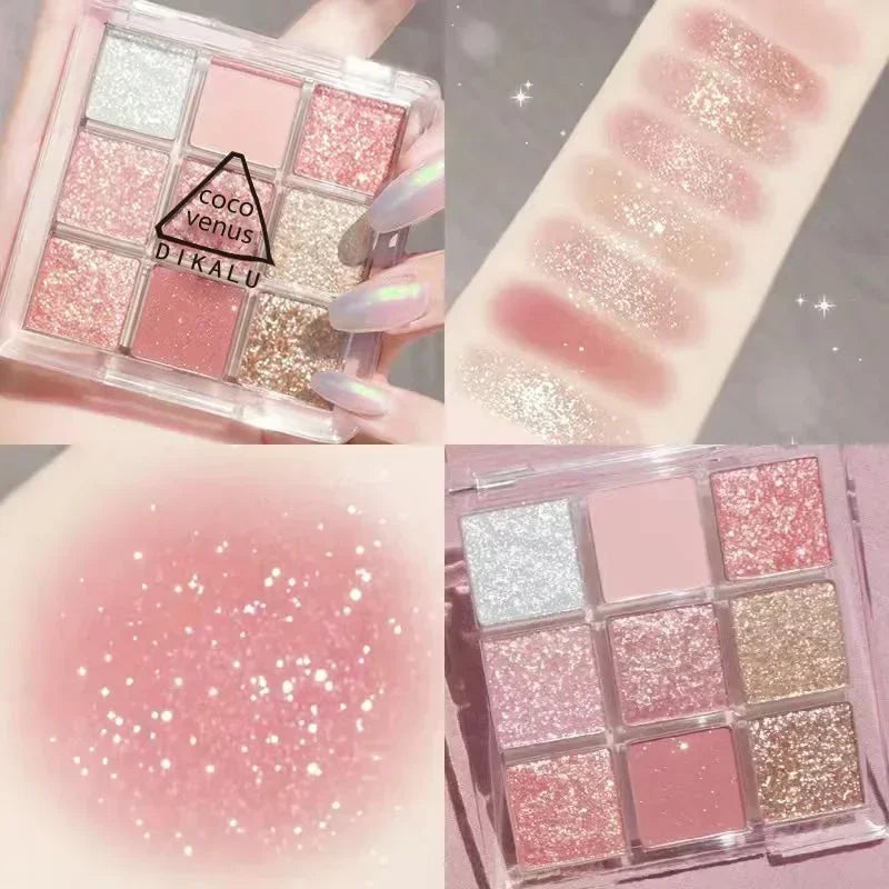 Tavolozza Ombretti 9 Colori — Matte, Glitter e Metallico