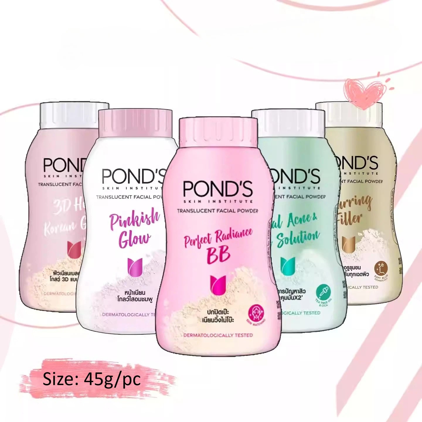 PONDS Thailand Setting Powder, Polvere Viso Leggera per il Fissaggio del Trucco, Controllo dell'Olio e Finitura Opaca a Lunga Durata