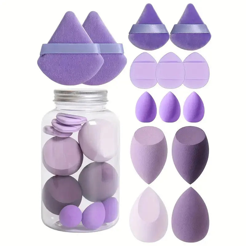 Set 14 Spugnette Trucco in Velluto con Contenitore – Beauty Blender Piumini Cipria