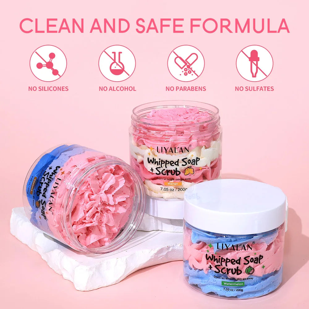 Sapone Montato Esfoliante 200g – Vegano & Fatto a Mano | 3 Fragranze | LIYALAN