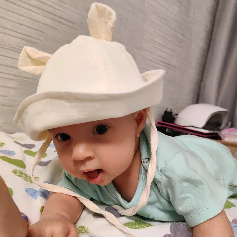 Cappellino da Sole Neonato in Mussola di Cotone – Panama Unisex 3-12 Mesi