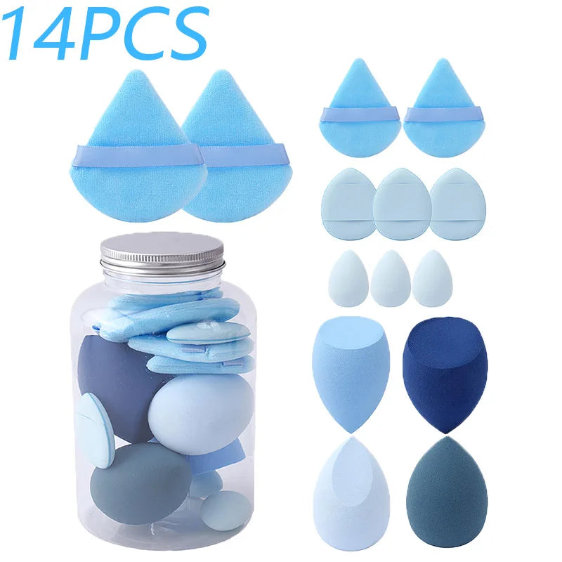 Set 14 Spugnette Trucco in Velluto con Contenitore – Beauty Blender Piumini Cipria