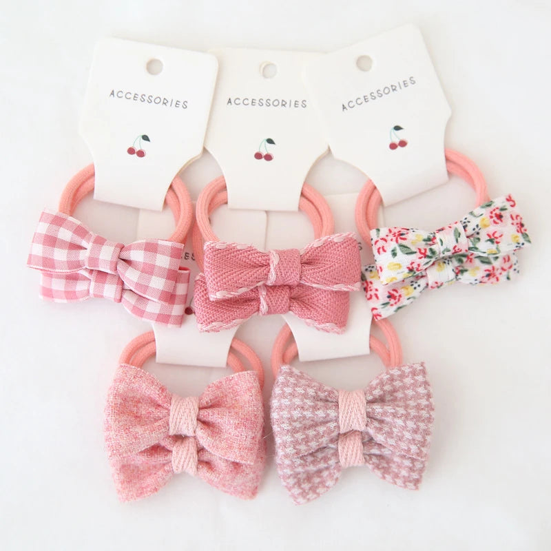 Set 10 Elastici per Capelli Bambina — Fiocchi e Nodi, 19 Colori