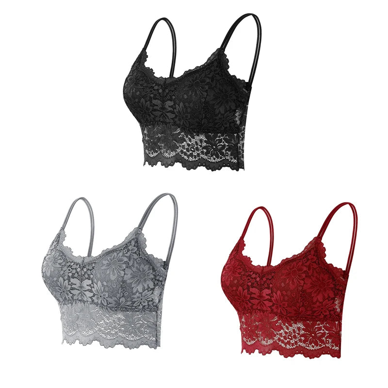 Set 3 Reggiseni in Pizzo Senza Fili – Bralette Push-Up Imbottito | 15 Stili | Donna