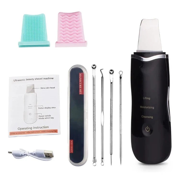 Elettrico Ad Ultrasuoni Scrubber Della Pelle Vibrazione Viso Spatola Peeling Rimozione di Comedone Lifting Del Viso Pulizia Ad Ultrasuoni Cura Della Pelle