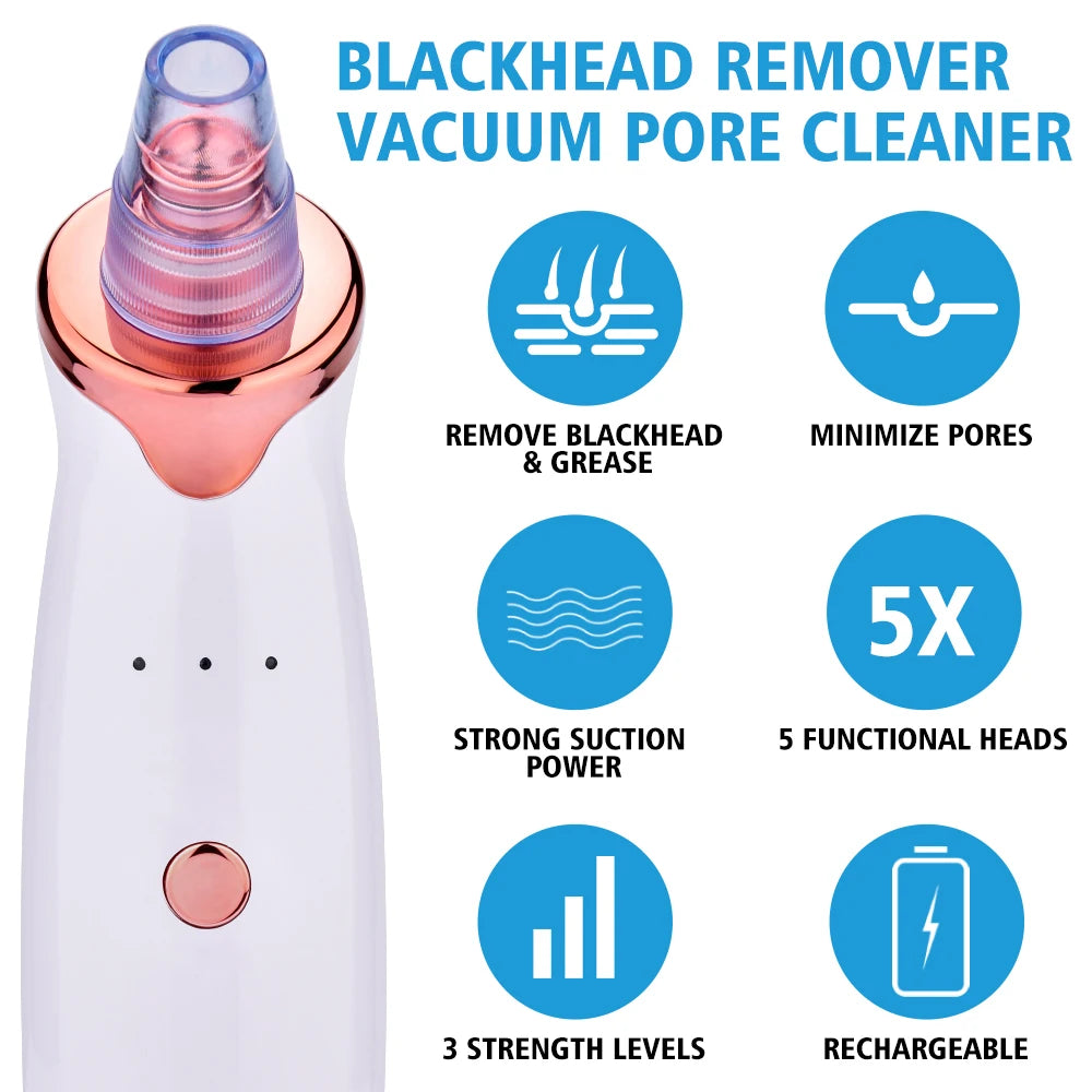 Aspirapolvere per la rimozione dei punti neri Naso elettrico Bellezza Viso Pulizia profonda Cura della pelle Aspirapolvere Macchie nere Detergente per pori dell'acne Strumento per brufoli