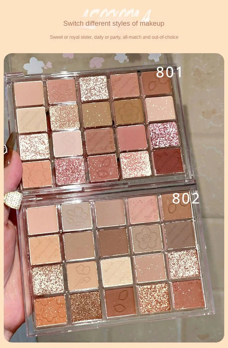 Palette Ombretti 20 Colori – Opachi, Glitter e Shimmer, Impermeabile 20g