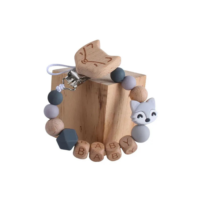 Catenella Porta Ciuccio in Legno e Silicone | Clip Animali | Ecologica